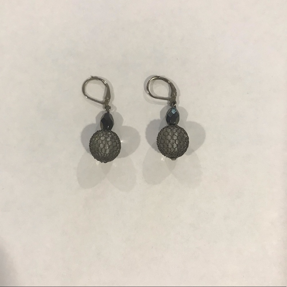 Black Beaded Drop Earrings